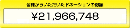 皆様からいただいたドネーションの総額　￥21,966,748